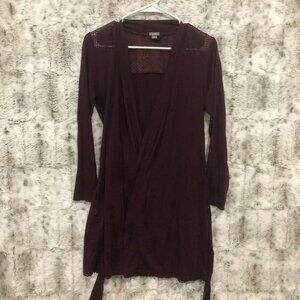 Aerie Knit Sleepwear, Long Sleeve Robe Bathrobe Maroon Size XS